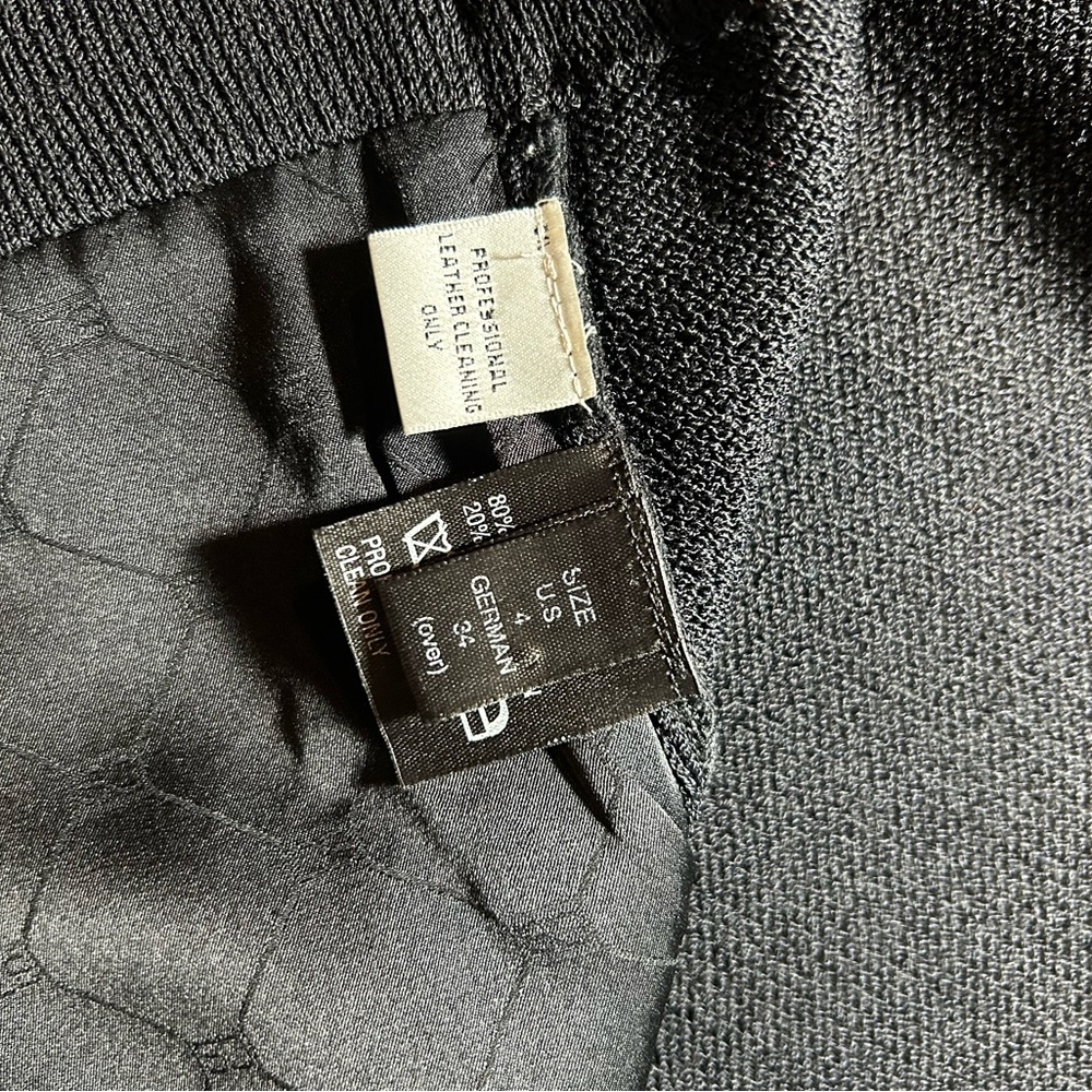 St. John Collection Black Leather Panel Zip Up Sweater - Picture 6 of 7